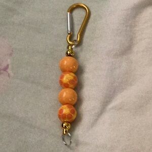 Orange Beaded Keychain Accessory